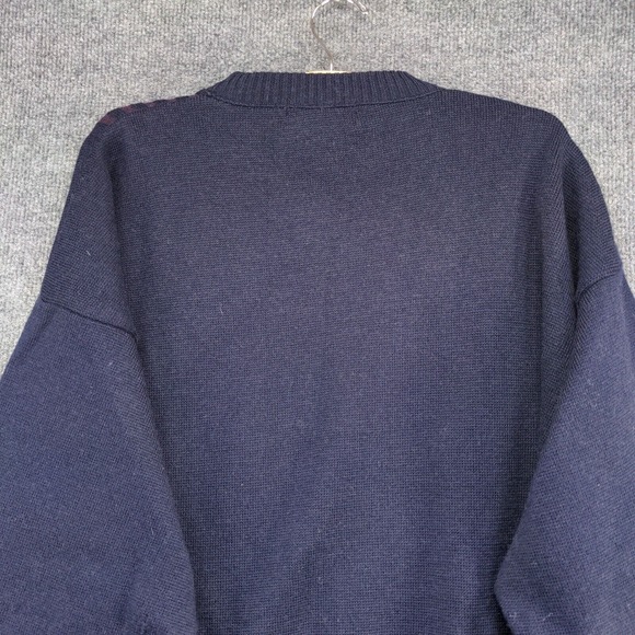 Antartex Men's Pullover Knit Sweater Blue XL Diamond Patch Striped Wool Vintage - Picture 6 of 12